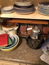 vintage and contemporary kitchen items fill the house