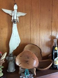 a wooden angel soars above the Wuestefeld pieces