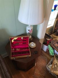 Thai bronze and teak dinner set