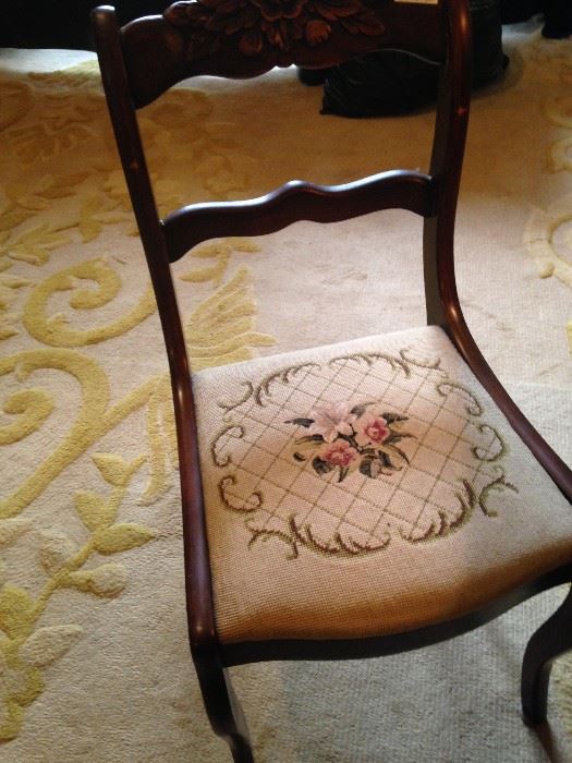 Side chair with needlepoint seat - perfect for a desk chair