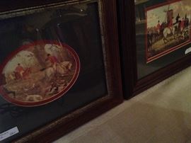 Two of 5 British hunt scene pictures