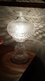 Waterford hurricane lamp, 19"