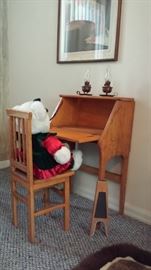 Antique child's school desk with chair