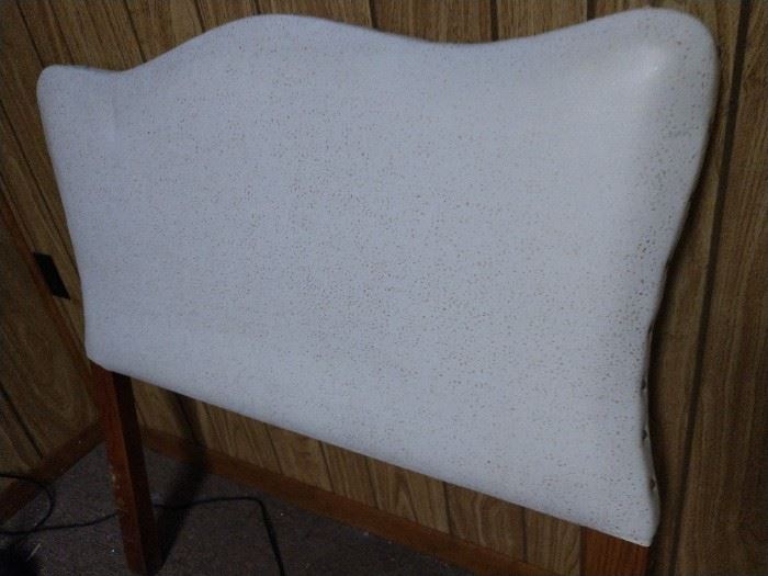 MCM upholstered white vinyl headboard