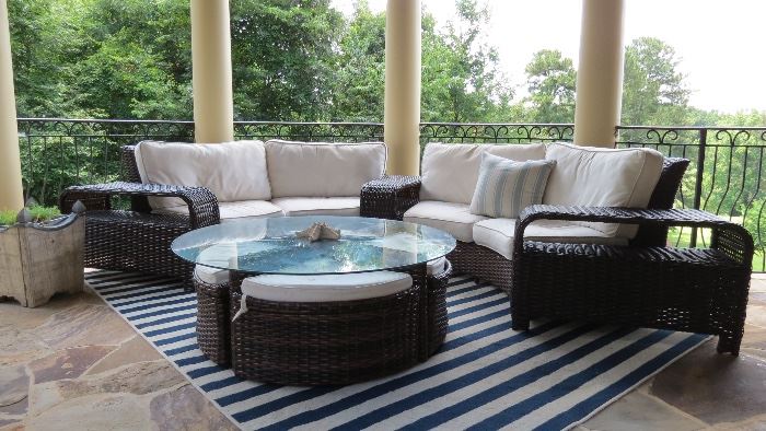 Outdoor White Sunbrella Patio and Pool Furniture Chaise Lounges, Side Tables etc Outdoor Rug
