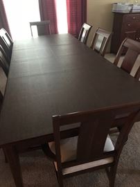Kincaid cherry park solid wood rectangular leg table dining set