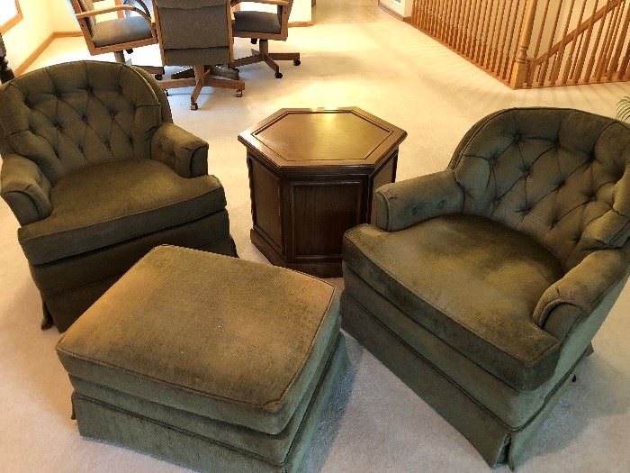 Two comfortable chairs and ottoman from Gabbert's in great condition 