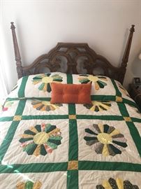Fabulous Vintage headboard with an amazing quilt