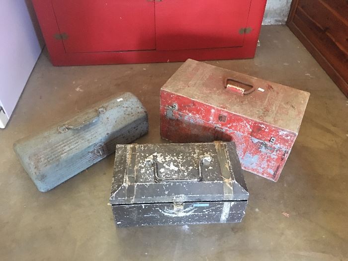 Vintage metal tool boxes