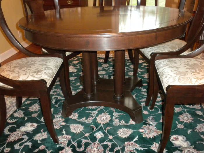 Stickley Table with 3 Leaves and Pads and Stickley Chairs