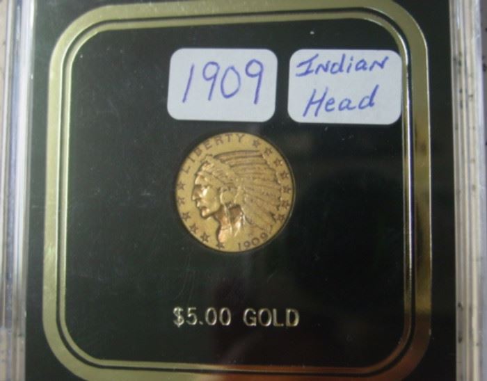 1909 Gold $5.00 Indian Head Coin