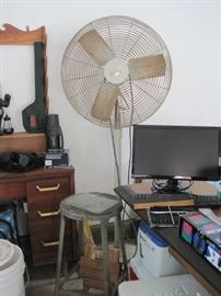 floor model standing fan, metal stool & more