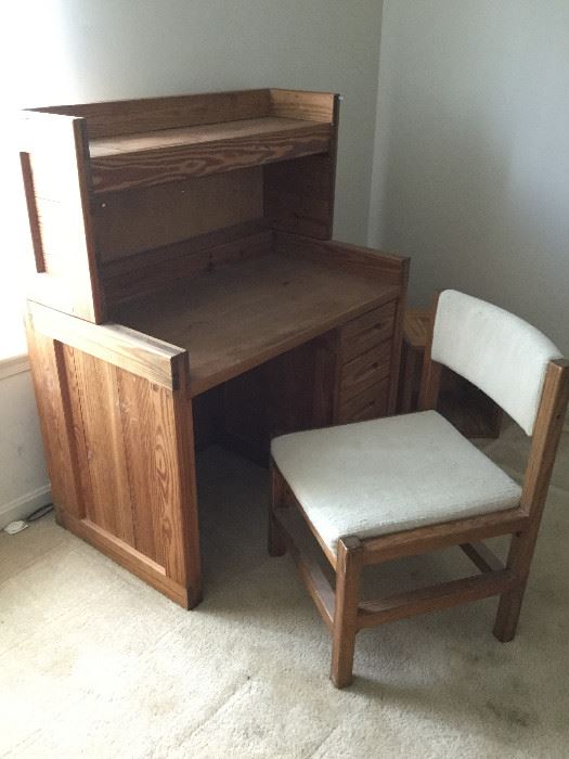 Solid Wood Desk w/ Shelf, Chair, Side Table       http://www.ctonlineauctions.com/detail.asp?id=737649