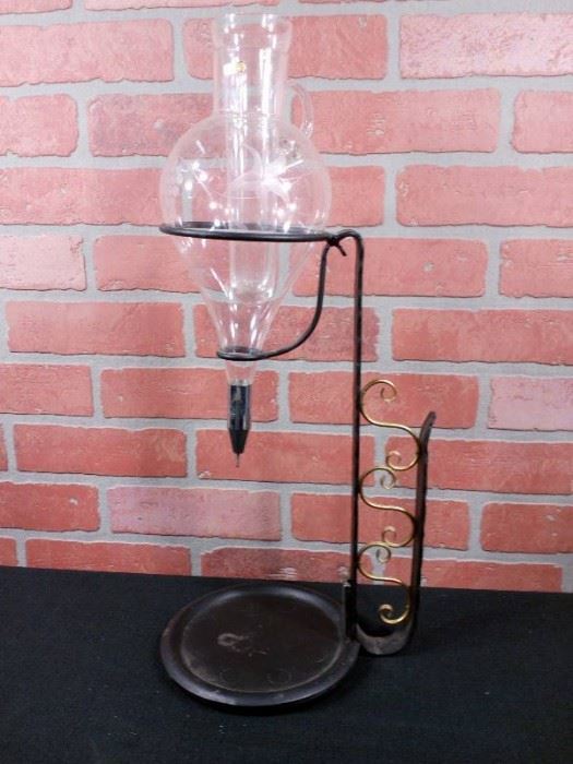 Vintage Engraved Glass Wine Decanter Dispenser