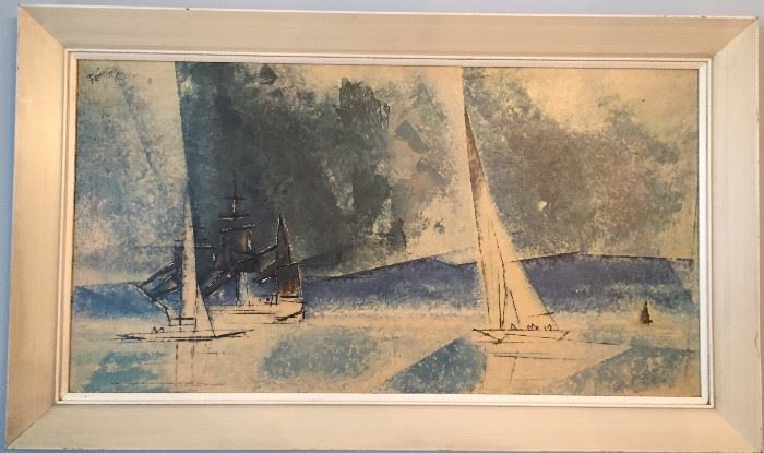 Lithograph "Blue Coast" by Lyonel Feininger