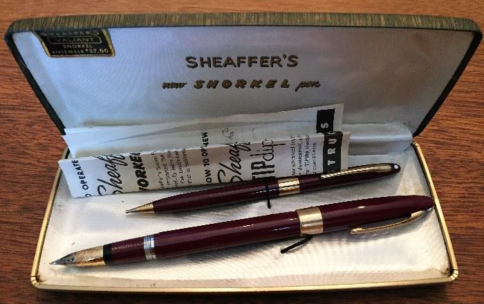 Great Sheaffer's Set / Snorkel Pen with 14K NIB & Pencil