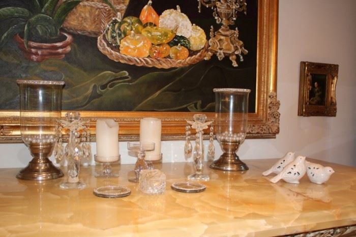 Loads of Decorative Items - Hurricane Lamps and Candle Holders
