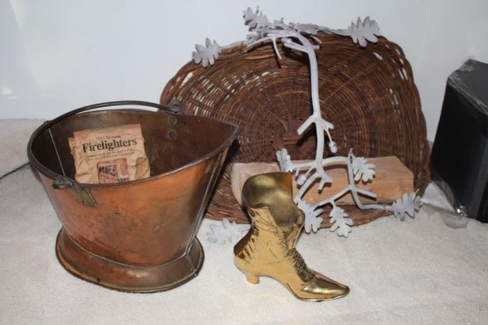 Decorative Items and Copper  Fireplace / Wood Container