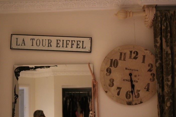 Wood Sign and Clock with Mirror