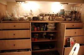 Credenza - Loaded with Items for Entertaining