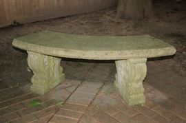 Curved Cement Garden Bench