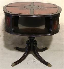 Regency leather top drum table