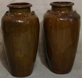 Pair pottery vases