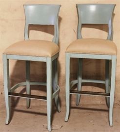 Pair Modern History baby blue barstools
