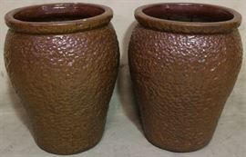 Large pair pottery urns