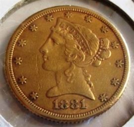 1881 $5 Gold Liberty