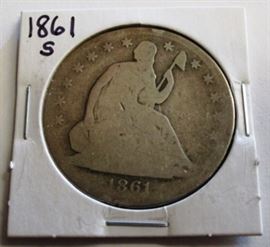 1861-S  seated half dollar