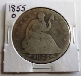 1855-O  seated half dollar