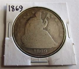 1869  seated half dollar