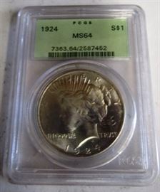 1924 MS64 Peace Silver Dollar