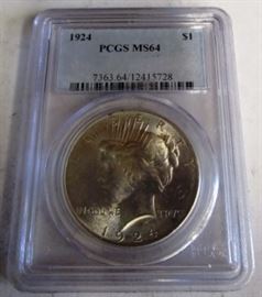 1924 MS64 Peace Silver Dollar