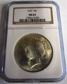 1922 MS63 Peace Silver Dollar