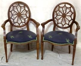 Pair spider back chairs with frogs
