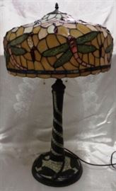 Large dragonfly stained glass lamp