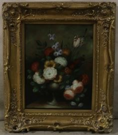 Oil on canvas floral painting