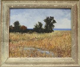 Oil on canvas field landscape