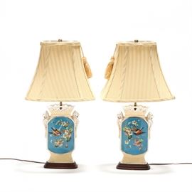 Pair Paris porcelain table lamps