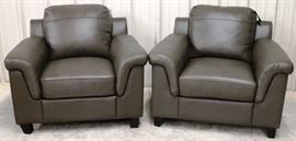 Leather Italia pair club chairs