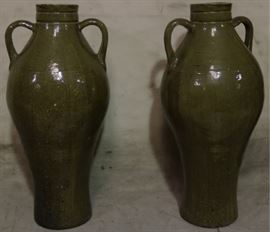 Tall pair pottery urns