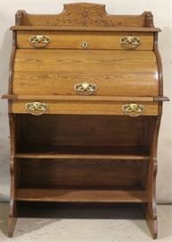 Oak barrel roll desk