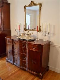 Gilt mirror and Mayflower Furniture sideboard
