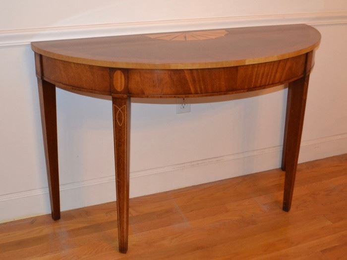 Demilune table with inlay