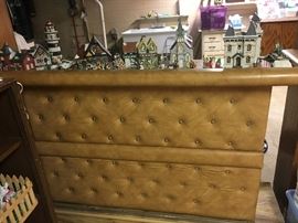 Retro Padded Portable Bar &  Dickens Towne Series Buildings and Figurines!