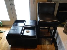 Really nice leather ottoman that doubles as dinner trays.