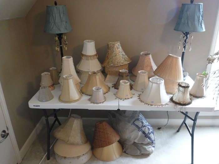 We have a lot of different lamp shades that are being sold separately from the lamps and prices vary by size. The 2 rear lamps are priced as a unit and sold with shades.