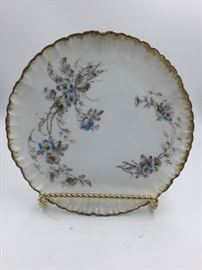 Limoges Gold Rigged Trim w/ Blue Floral Design China Salad Plate (6 in Stock)